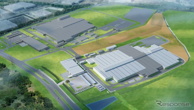 MPMT完成予想図(左上:トランスミッション工場、右下:エンジン工場)
