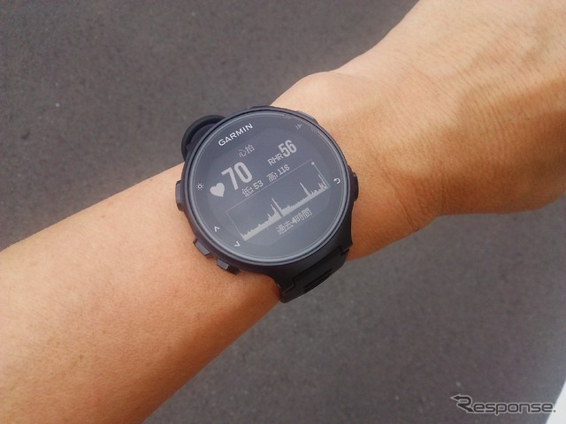 心拍数はグラフ表示され、練習中や終わったあとに手元で確認できる