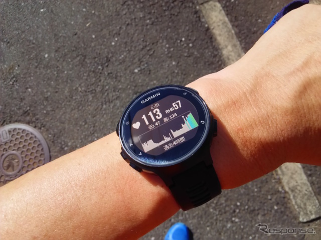 心拍数の変化は色づけされたグラフで推移をチェックできるので楽しい