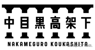 「中目黒高架下」のロゴ。6本の高架橋脚をモチーフにしている。
