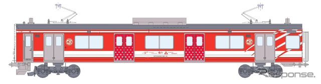 スイスMGBとの姉妹提携25周年で運転される「マッターホルン号」のイメージ(側面)。MGBの車両を模したラッピングを6000系に施す。