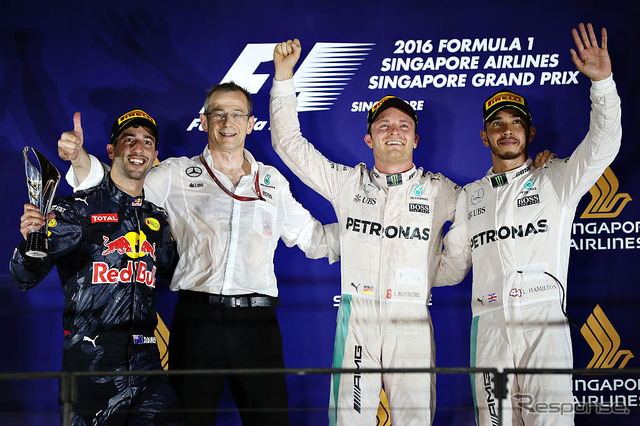 【F1 シンガポールGP】通算200戦目のロズベルグが3連勝でランキング首位…アロンソも入賞