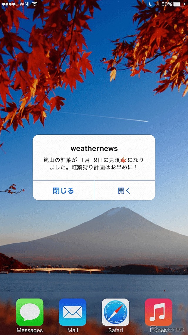 紅葉スポット通知サンプル