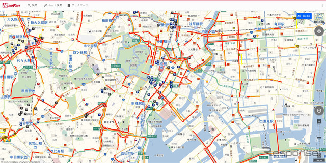 VICS渋滞情報の表示例