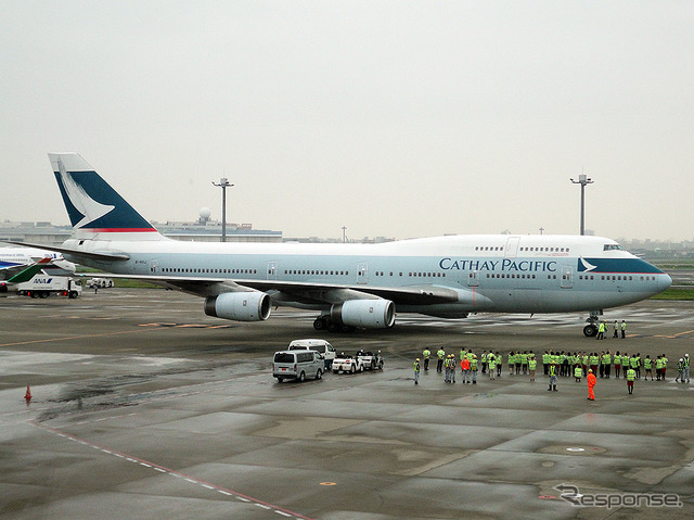 キャセイパシフィック航空B747旅客機の最終運航(羽田→香港、10月1日)を担った登録記号B-HUJ機