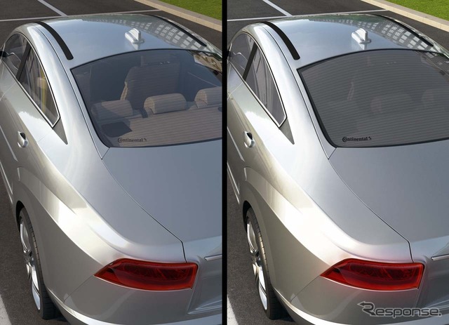 駐車時は全面をスモークとし、運転時はシースルー化できるガラスも紹介された