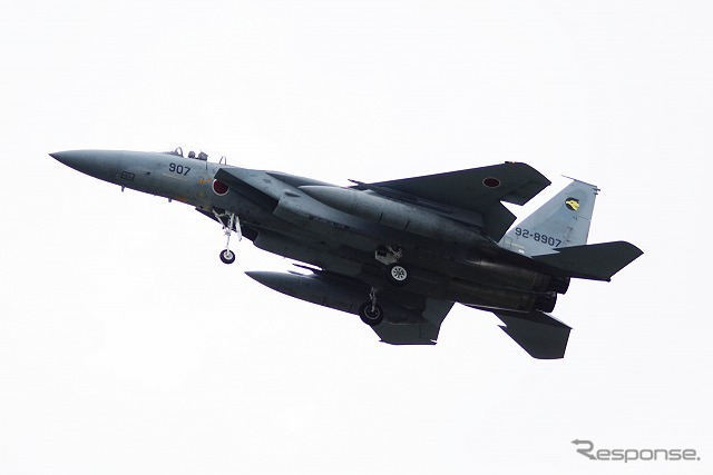 F-15は小松基地（石川県）から参加。この他、F-2が松島基地（宮城県）から参加予定だったが、現地の天候理由でキャンセルに。