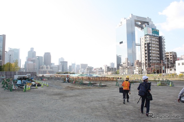 更地になった梅田貨物駅跡地の北側。梅田貨物線地下化の北2工区がこのあたりになる。