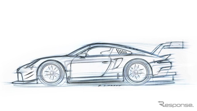 新型ポルシェ911RSRの予告スケッチ