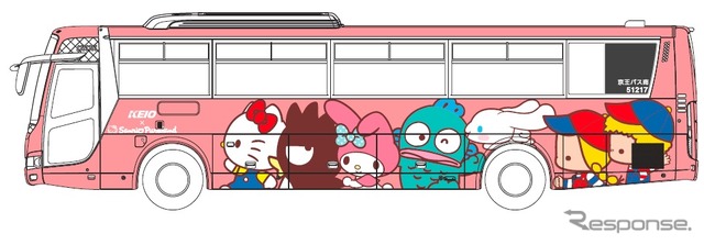 「サンリオキャラクター」がラッピングされた「サンリオピューロランド号」