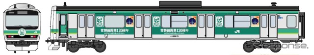常磐線120周年記念のラッピング列車のイメージ。E231系を使用する。