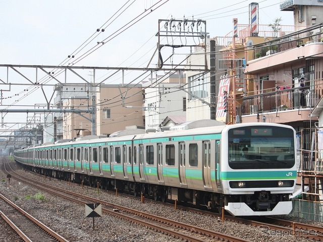 現在の常磐線土浦以南は今から120年前に開業した。写真は常磐線を走るE231系の快速電車。