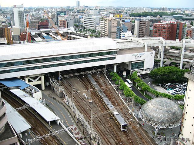 千葉駅(2013年、左上が東京方面)
