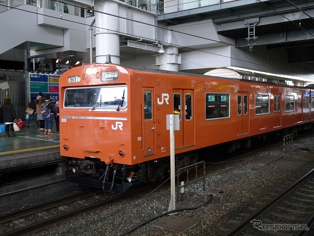 323系の導入により大阪環状線・JRゆめ咲線で運用されている旧国鉄車の103系と201系は順次引退する。写真は103系。