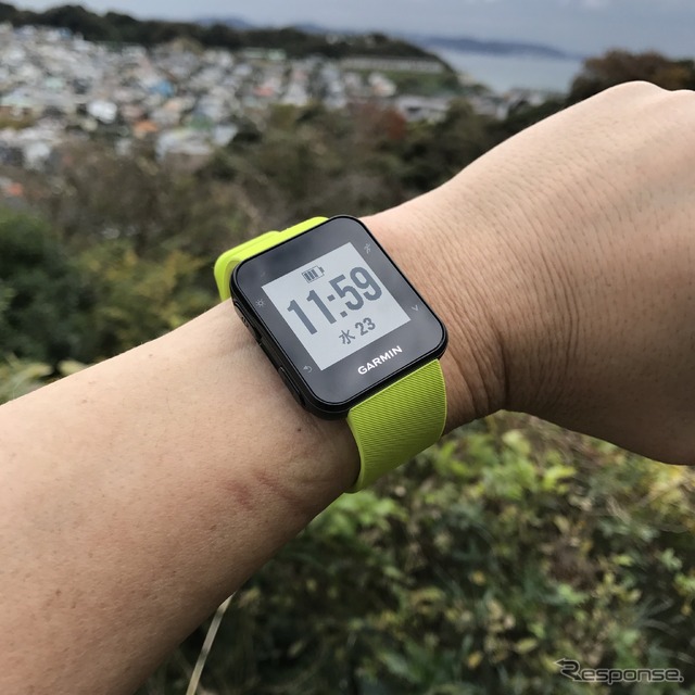 フル充電からGPSを起動してスタートし、4時間経過してもバッテリー残量は1目盛り減っただけだった