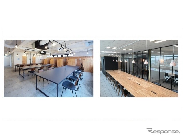 東急電鉄が展開する会員制サテライトシェアオフィス「NewWork(ニューワーク)」。左:たまプラーザ店、右:横浜店
