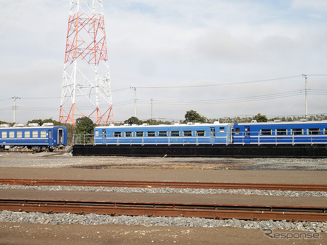 南栗橋車両管区(埼玉県久喜市)の東端、SL検修庫や試運転線