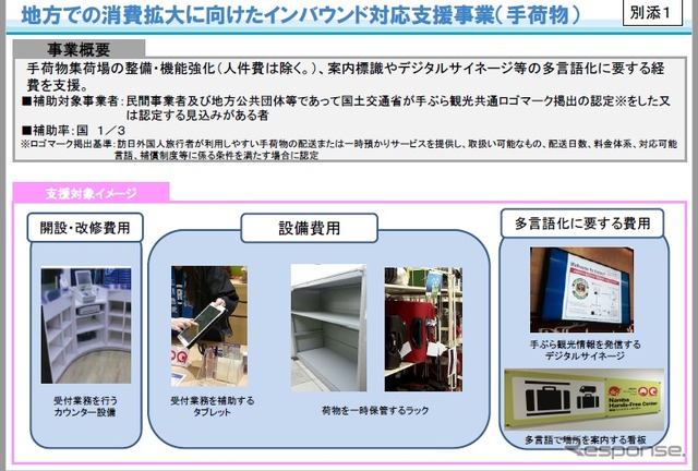 手ぶら観光カウンターの整備・機能を強化する民間事業者を支援