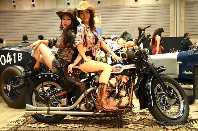 ハーレーダビッドソンのVツインエンジンを搭載するカスタムモデル(ヨコハマ・ホットロッドカスタムショー)