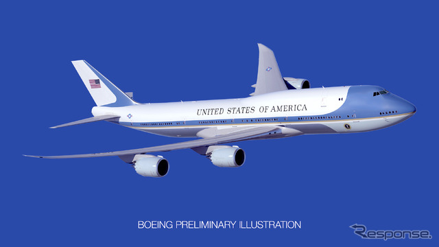 製造中の新型エアフォースワンは747-8がベース。　(c) Boeing
