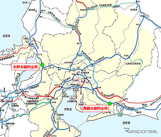 東名・豊橋本線料金所と北陸道・米原本線料金所を廃止