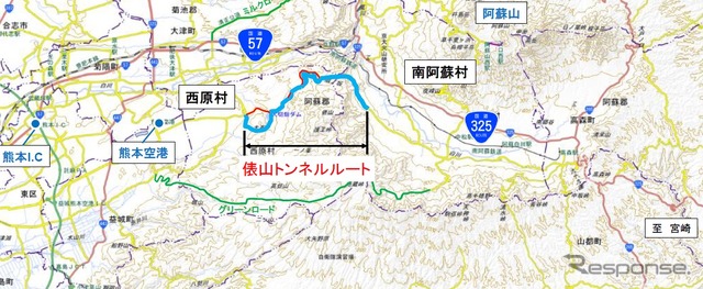 俵山トンネルルートの位置図