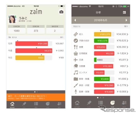 家計簿アプリ「Zaim」