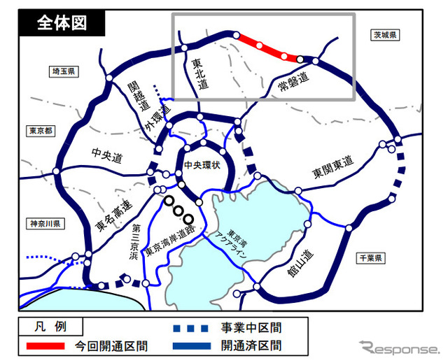 圏央道 茨城県区間の全体図