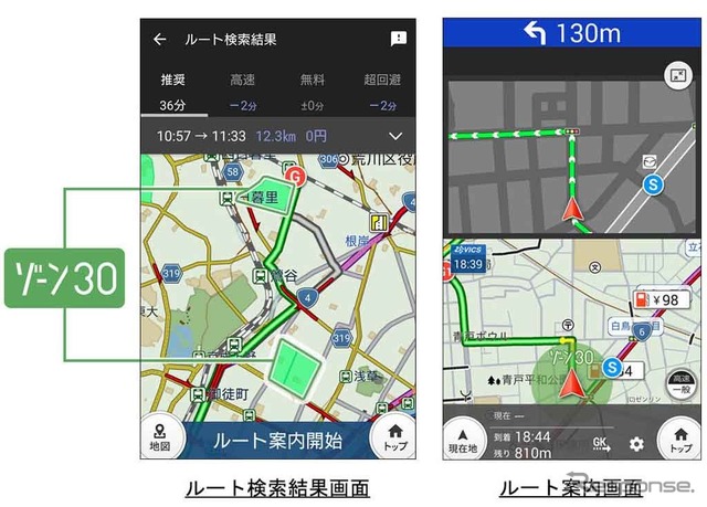 ゾーン30を回避したルート検索
