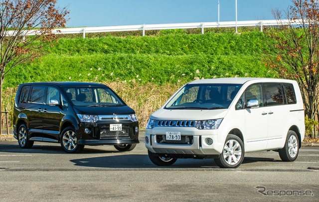 三菱 デリカD:5 の特別仕様車「ローデスト ロイヤルツーリング」(左)と「シャモニー」(右)