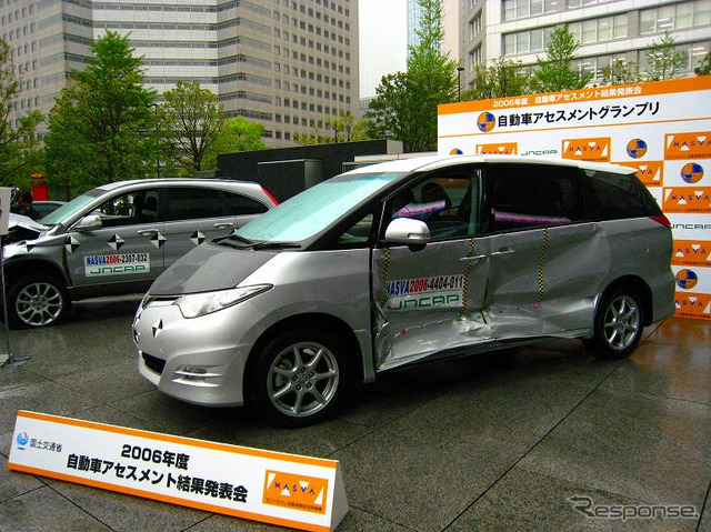 【JNCAP 06】トヨタ エスティマ がトップ、歩行者頭部保護に優位