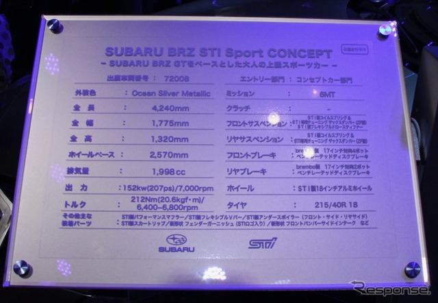 BRZ STI Sport Concept：東京オートサロン2017 スバルブース