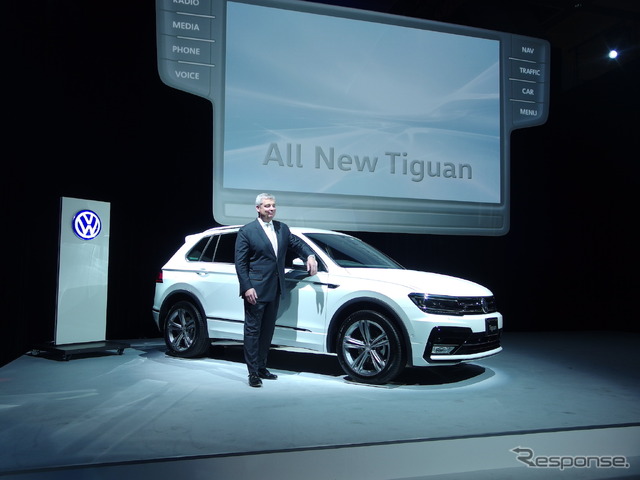 VWティグアン新型発表会、VGJ代表取締役ティル・シェア 〈撮影 高木啓〉