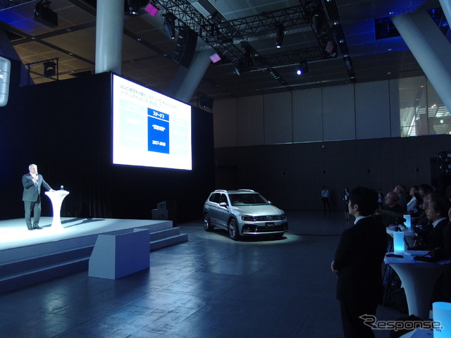 VWティグアン新型発表会、VGJ代表取締役ティル・シェア 〈撮影 高木啓〉
