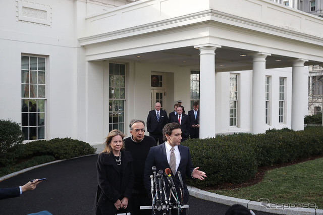 トランプ大統領との会談を終えたビッグ3首脳（24日）　(c) Getty Images