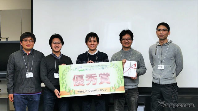 優勝賞を受賞したサービス「ひやりん。」を開発したチーム。