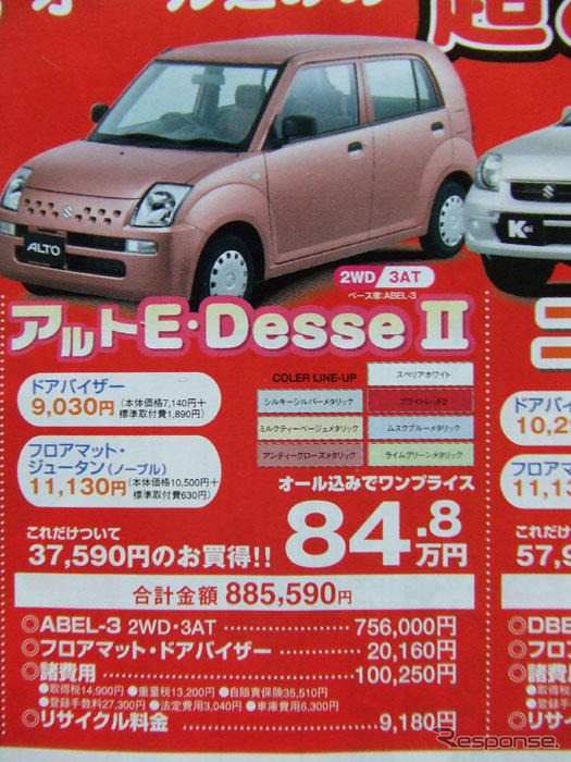 【明日の値引き情報】軽自動車「太郎」「花子」「ニコニコ」