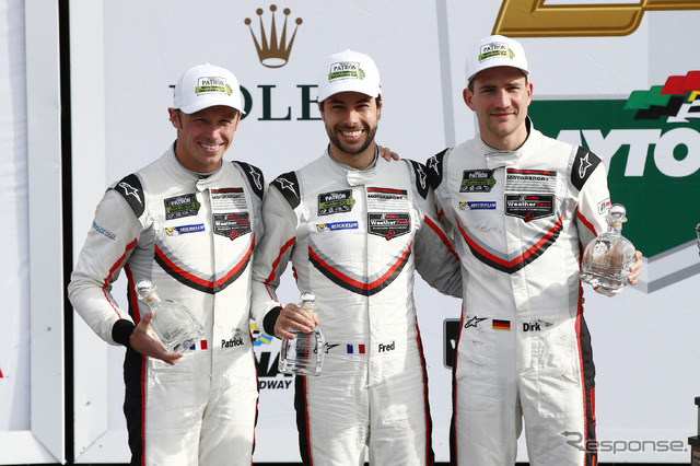 #911 のドライバートリオ、左からピレ、マコヴィッキ、ヴェルナー。