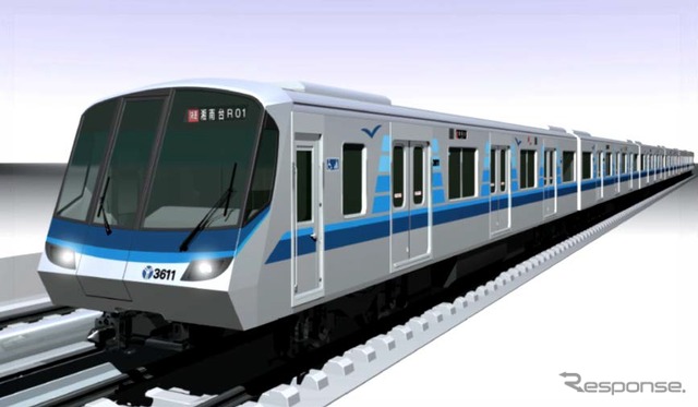 ブルーラインに導入される3000V形のイメージ。4月8日に試乗会イベントが行われ、翌9日から営業運行が始まる。