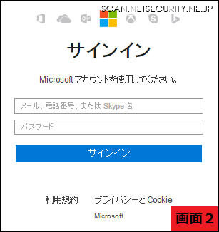 確認されたフィッシングサイト（マイクロソフト：2）