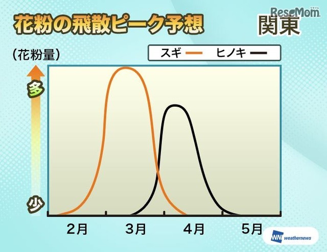 花粉の飛散ピーク予想（関東）