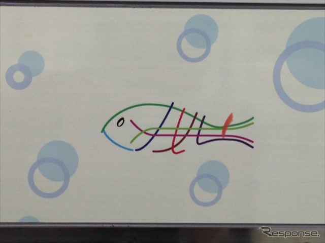 大阪市営地下鉄の路線図から魚が出てきた中央線の乗降ドアはさなか柄。