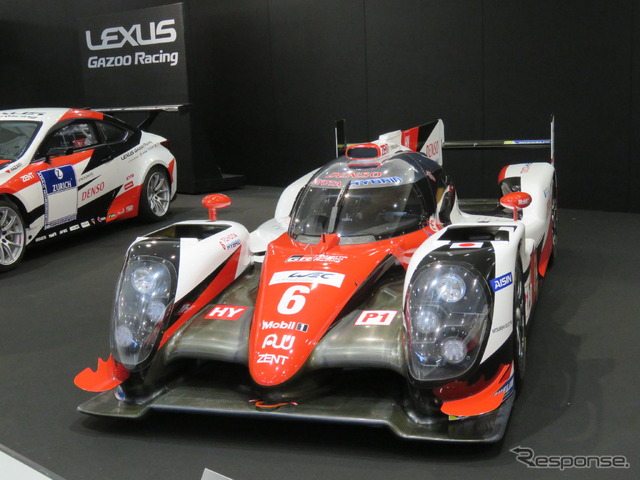 2日の国内発表会に展示されたトヨタのLMP1-Hマシン「TS050」(車番は昨季のもの)。