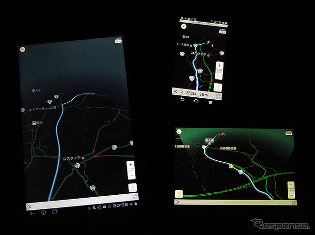 右上がスマホ、右下が7インチ、左が10.1インチ