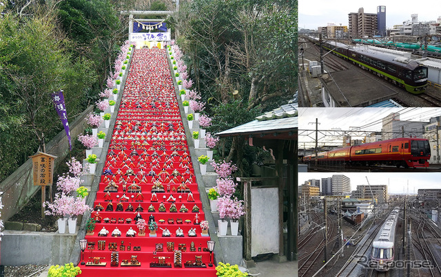 「かつうらビッグひな祭り」(千葉県勝浦市、2月24日~3月5日)へと向かう臨時特急・臨時快速(2月25日撮影)