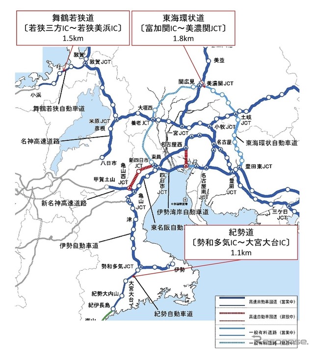 ワイヤーロープを試行設置する区間