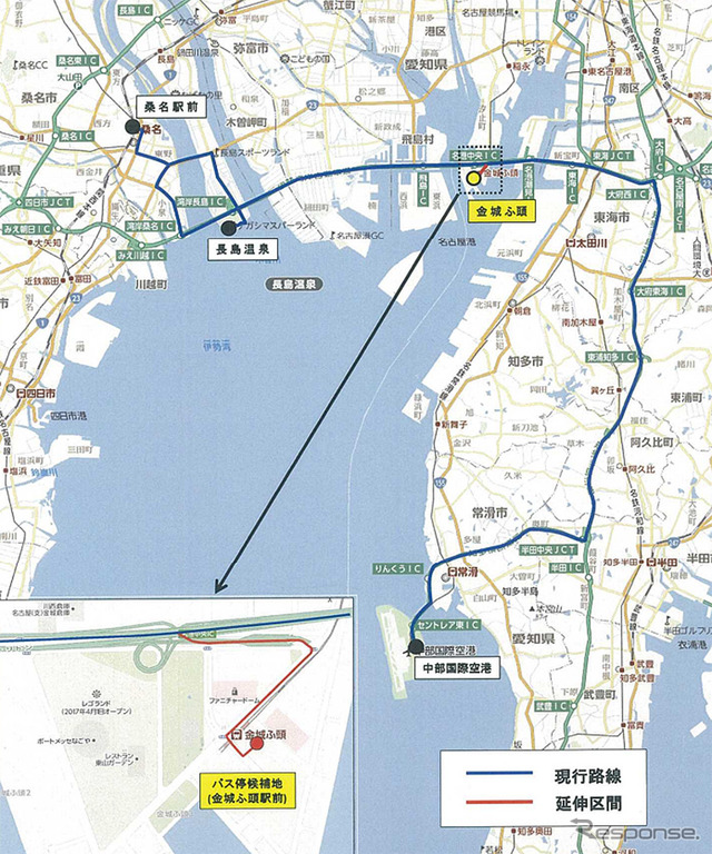 セントレア・名古屋港・桑名駅とレゴランドを結ぶバス運行ルート