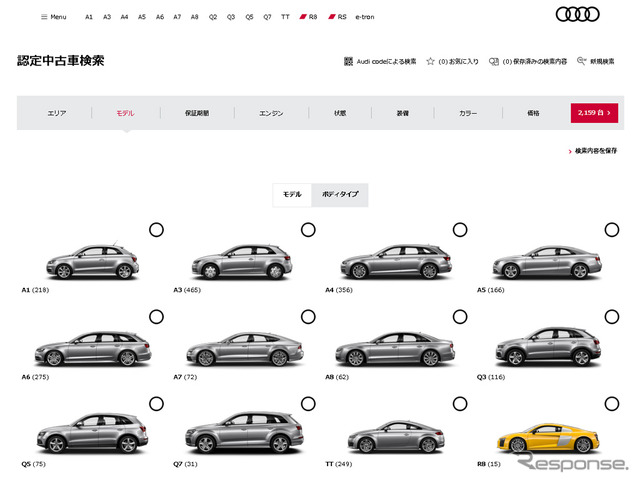 アウディ認定中古車(AAA)検索サイトシステム