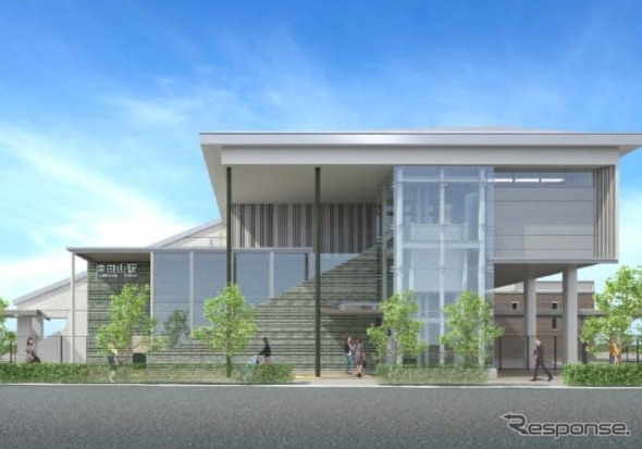 北口の外観イメージ。橋上駅舎は2019年春頃から使用を開始する。
