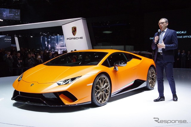 もはやジュネーブの風物詩、ランボルギーニが新型「ウラカン ペルフォマンテ」発表(ジュネーブモーターショー2017)